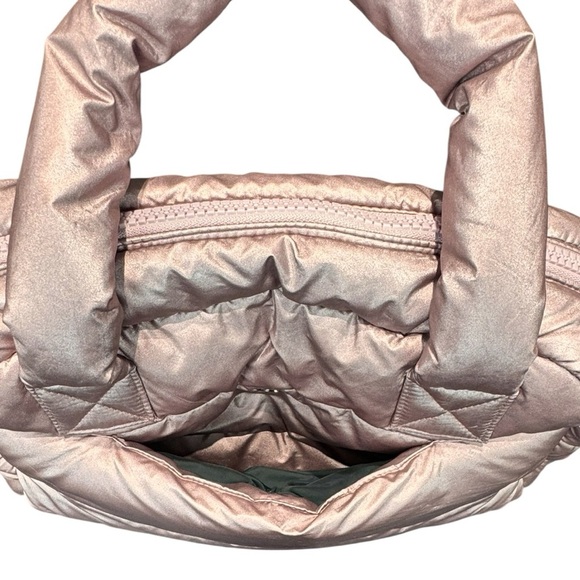 ZUDA Metallic Blush Pink Quilted Nylon Puffer Tote Bag - Picture 4 of 10